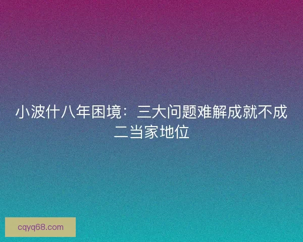 小波什八年困境：三大问题难解成就不成二当家地位